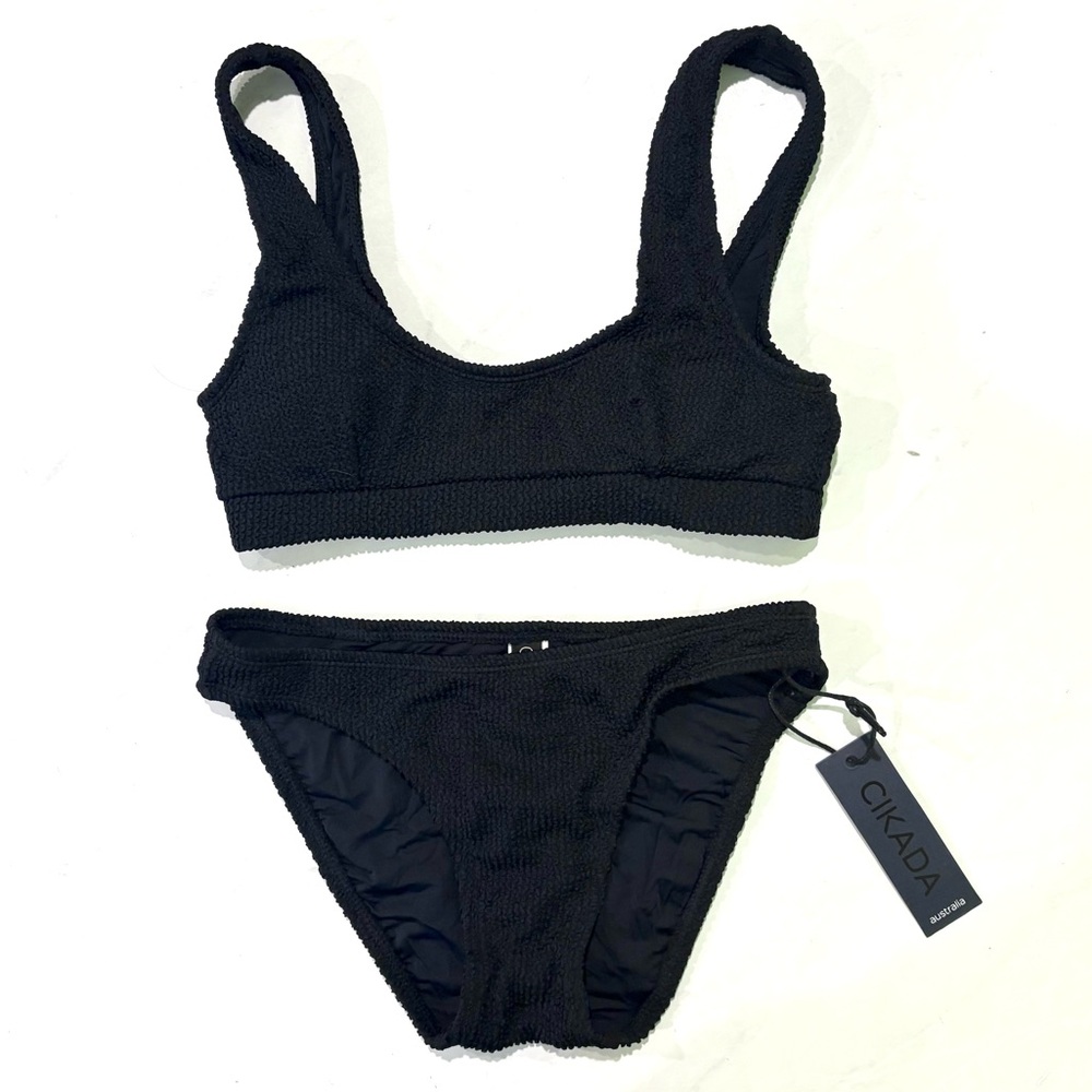 CIKADA Australia Black Textured Bikini Two Piece Size 2
NWT
